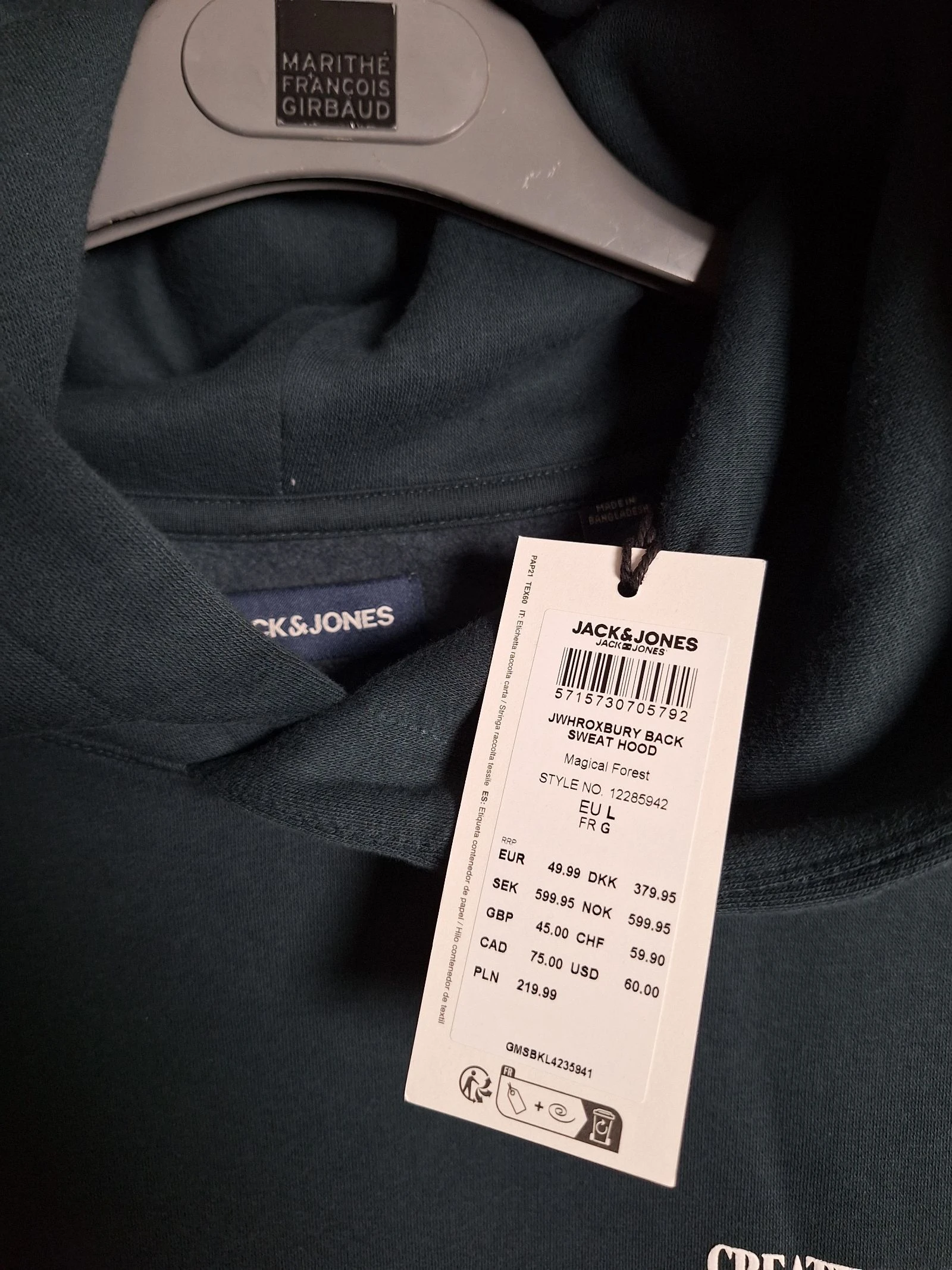 suéter com capuz Jack and Jones verde pinha novo tamanho G – photo 4